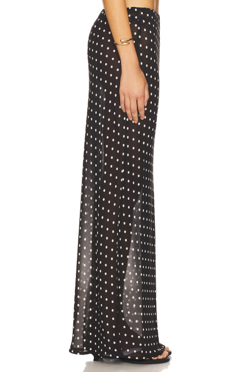 High quality Polka dot Sexy Elegant See through Romantic Charming Woman's Maxi Skirt
