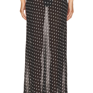 High quality Polka dot Sexy Elegant See through Romantic Charming Woman's Maxi Skirt