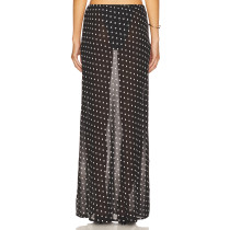 High quality Polka dot Sexy Elegant See through Romantic Charming Woman's Maxi Skirt