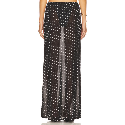 High quality Polka dot Sexy Elegant See through Romantic Charming Woman's Maxi Skirt