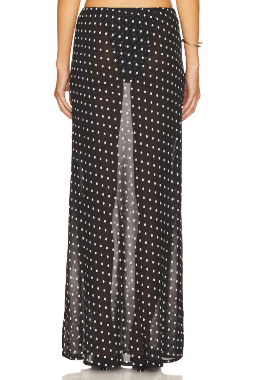 High quality Polka dot Sexy Elegant See through Romantic Charming Woman's Maxi Skirt