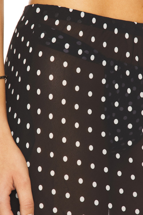 High quality Polka dot Sexy Elegant See through Romantic Charming Woman's Maxi Skirt
