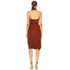 Halter neck Sleeveless Deep V neckline Drapey Rushed Backless Woman's Midi Dress