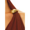 Halter neck Sleeveless Deep V neckline Drapey Rushed Backless Woman's Midi Dress