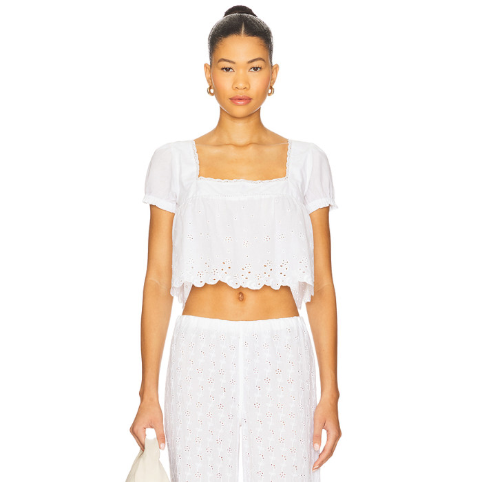 Oversized Feminine Square neckline Lace trims Elegant Casual Comfortable Woman's Blouses