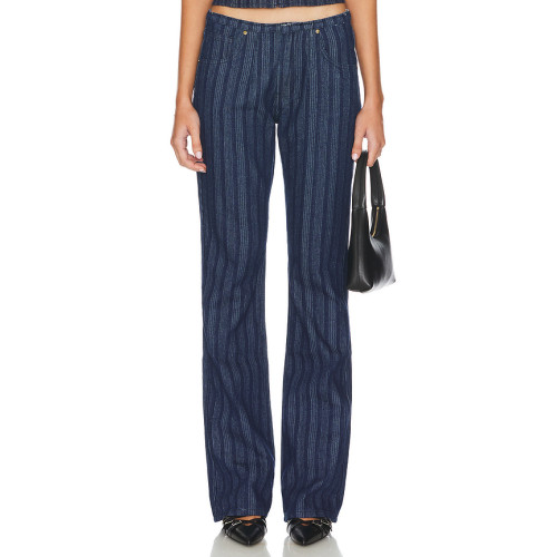 High end Chic Fashionable Stylish Exquisite Vertical stripe pattern China Manufacturer Woman's Pants