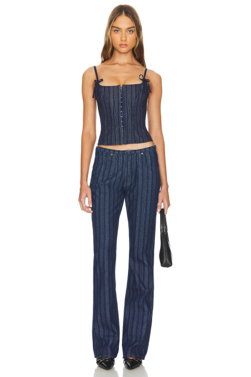 High end Chic Fashionable Stylish Exquisite Vertical stripe pattern China Manufacturer Woman's Pants
