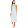 Gingham check Charming Halter neckline Backless Sleeveless Elegant Woman's Midi Dress