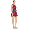 Adjustable collar tie Luxurious Bohemian style Graceful Feminine Vibrant Eye catching Woman's Mini Dress