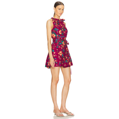 Adjustable collar tie Luxurious Bohemian style Graceful Feminine Vibrant Eye catching Woman's Mini Dress