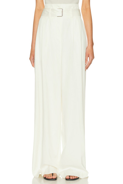 New fashion Customized Lightweight Belt trims Wide straight leg High quality Woman's Pants