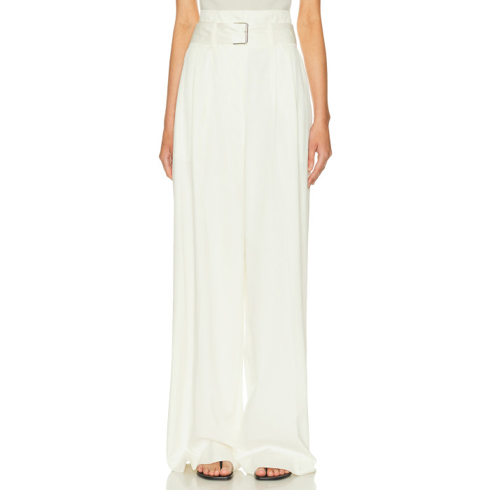 New fashion Customized Lightweight Belt trims Wide straight leg High quality Woman's Pants