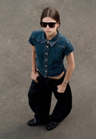 Exquisite Formal Short sleeve Denim Versatile Fashionable High quality Woman's Blouses