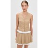 Button front Pleated trim Classic Elegant Structured Front pockets Woman's Tops Vest