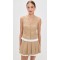 Button front Pleated trim Classic Elegant Structured Front pockets Woman's Tops Vest