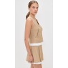 Button front Pleated trim Classic Elegant Structured Front pockets Woman's Tops Vest