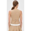 Button front Pleated trim Classic Elegant Structured Front pockets Woman's Tops Vest