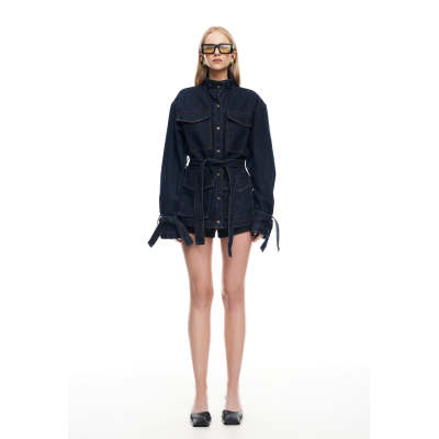 Formal High neckline Denim Oversized Exquisite Delicate Stylish High quality Woman's Coats