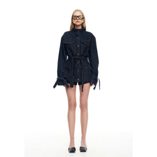 Formal High neckline Denim Oversized Exquisite Delicate Stylish High quality Woman's Coats