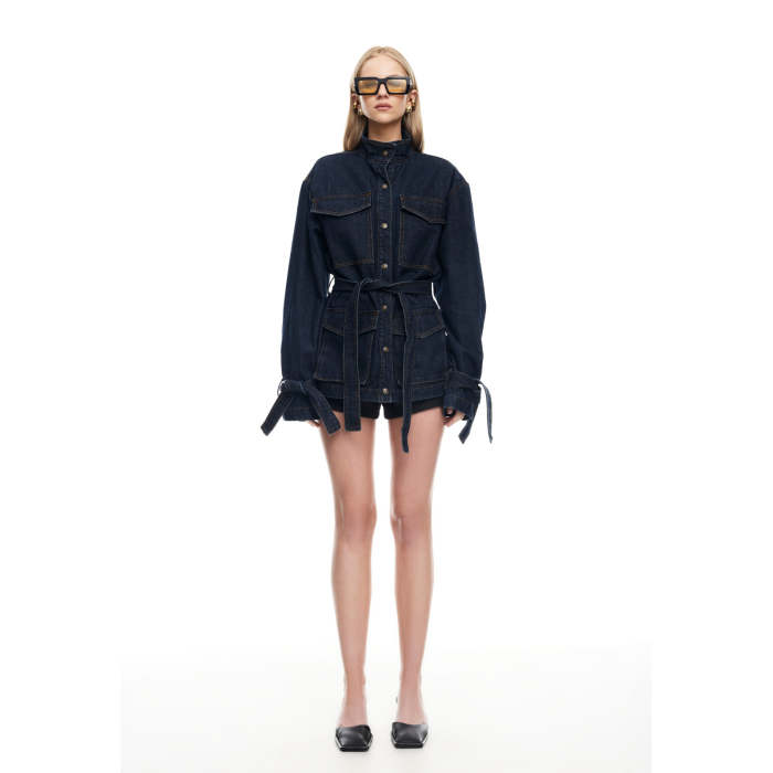 Formal High neckline Denim Oversized Exquisite Delicate Stylish High quality Woman's Coats