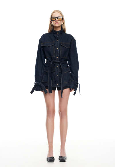 Formal High neckline Denim Oversized Exquisite Delicate Stylish High quality Woman's Coats