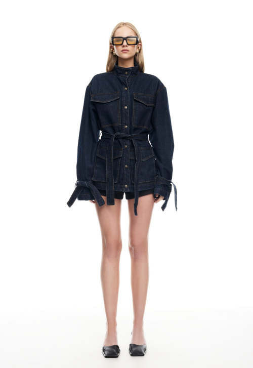 Formal High neckline Denim Oversized Exquisite Delicate Stylish High quality Woman's Coats