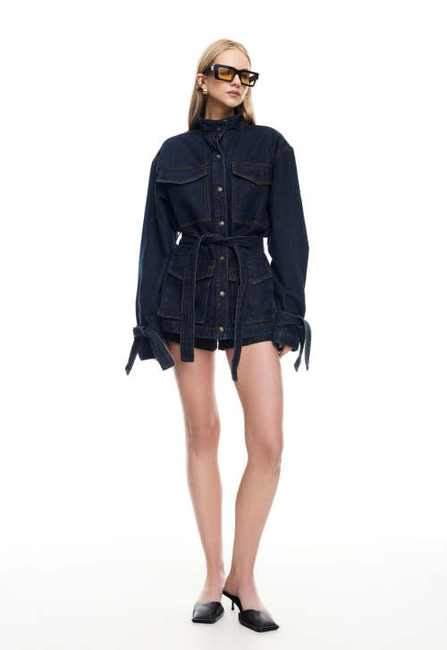 Formal High neckline Denim Oversized Exquisite Delicate Stylish High quality Woman's Coats