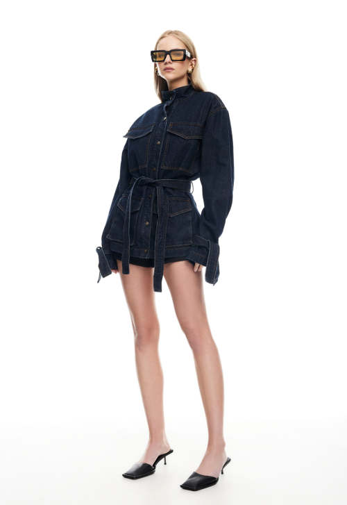 Formal High neckline Denim Oversized Exquisite Delicate Stylish High quality Woman's Coats