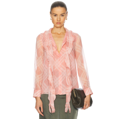 Lightweight Casual Flowy Elegant Deep V neckline Checkered pattern Refined Woman's Blouses