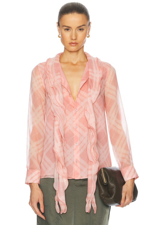 Lightweight Casual Flowy Elegant Deep V neckline Checkered pattern Refined Woman's Blouses