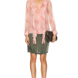 Lightweight Casual Flowy Elegant Deep V neckline Checkered pattern Refined Woman's Blouses