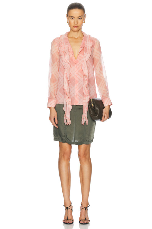 Lightweight Casual Flowy Elegant Deep V neckline Checkered pattern Refined Woman's Blouses