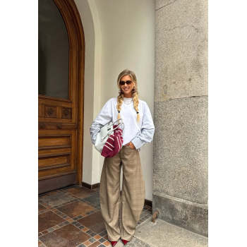 Wide leg Baggy trousers High waisted Vintage Horseshoe shape Elegant Luxurious Woman's Pants