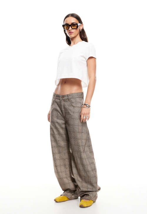 Wide leg Baggy trousers High waisted Vintage Horseshoe shape Elegant Luxurious Woman's Pants
