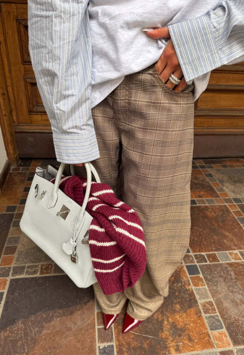 Wide leg Baggy trousers High waisted Vintage Horseshoe shape Elegant Luxurious Woman's Pants