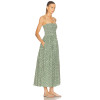 Spaghetti strap Fan shaped pattern Smocked bodice Simple Backless Woman's Midi Dress