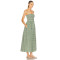 Spaghetti strap Fan shaped pattern Smocked bodice Simple Backless Woman's Midi Dress