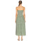 Spaghetti strap Fan shaped pattern Smocked bodice Simple Backless Woman's Midi Dress