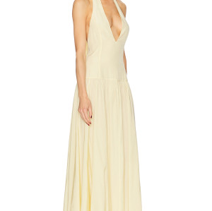 Halter V neckline Elegance Backless Flowing Fitted bodice Exquisite Woman's Maxi Dress