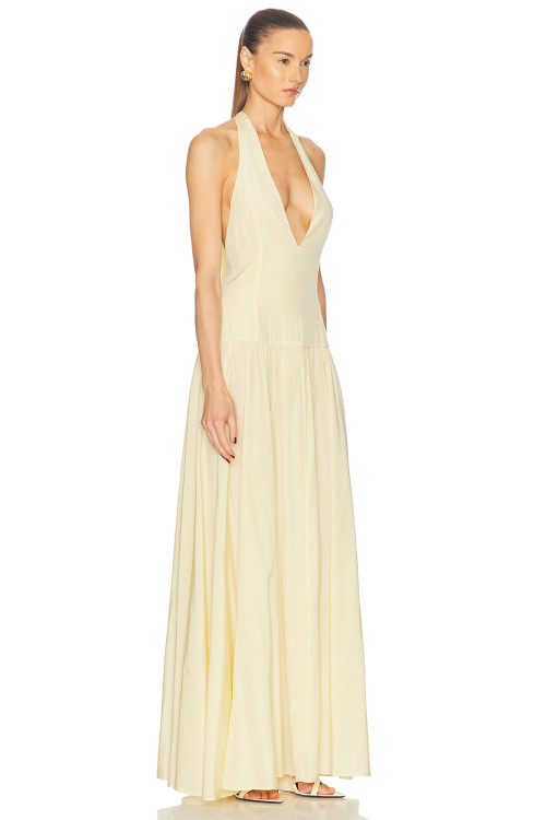Halter V neckline Elegance Backless Flowing Fitted bodice Exquisite Woman's Maxi Dress