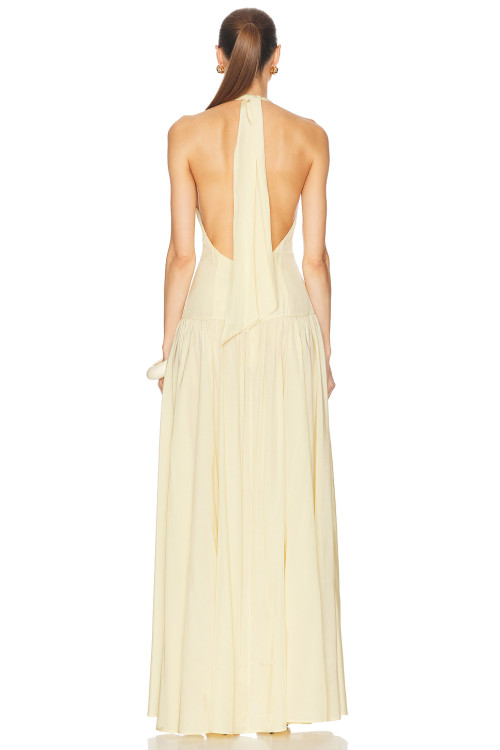 Halter V neckline Elegance Backless Flowing Fitted bodice Exquisite Woman's Maxi Dress