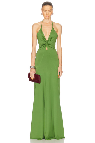 Elegance Plunging neckline Cut out Backless Smooth Glamorous  Eye catching Woman's Maxi Dress