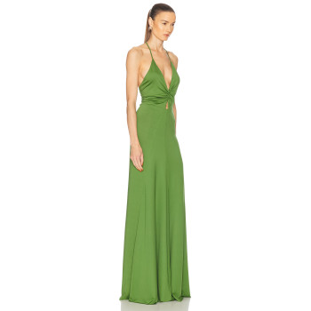 Elegance Plunging neckline Cut out Backless Smooth Glamorous  Eye catching Woman's Maxi Dress