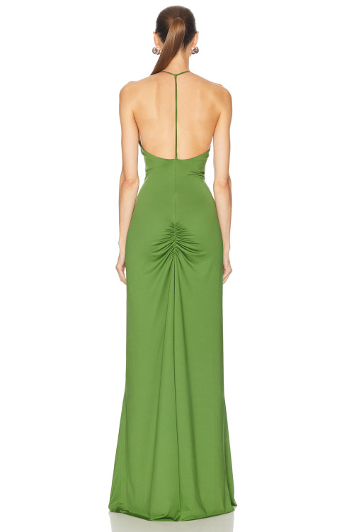 Elegance Plunging neckline Cut out Backless Smooth Glamorous  Eye catching Woman's Maxi Dress