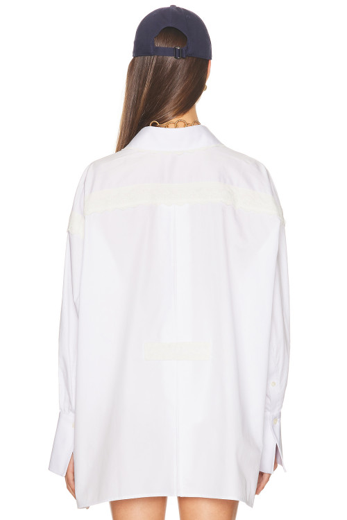 Casual Chic Lace trims Oversized classic collar Relaxed Comfortable Woman's Blouses