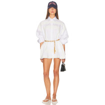 Casual Chic Lace trims Oversized classic collar Relaxed Comfortable Woman's Blouses