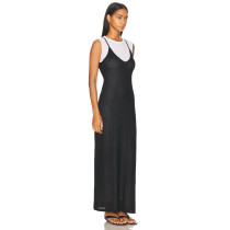 Form fitting Thin spaghetti straps High quality Elegant V neckline Woman's Maxi Dress