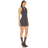 Pinstriped Halter neckline Sleeveless Backless Fashionable Stylish Woman's Mini Dress
