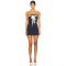 Off shoulder Pinstriped Sexy Fashionable Top decorative band Backless Woman's Mini Dress