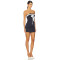 Off shoulder Pinstriped Sexy Fashionable Top decorative band Backless Woman's Mini Dress